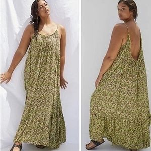 Anthropologie oversized shapeless parachute strappy ruffle tiered maxi dress S